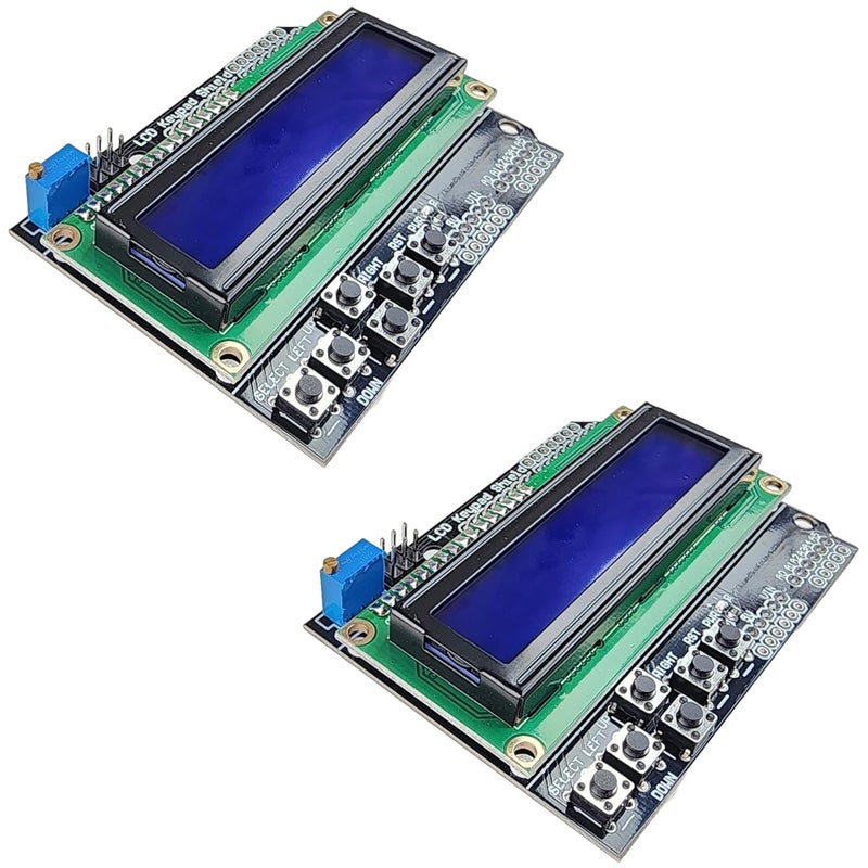 DIYables LCD 1602 Keypad Shield for Arduino Uno R3/R4, Mega, Integrated Keypad and Display for Arduino Projects, 2 Packs - Image 1